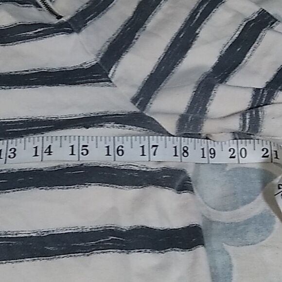 Loft cotton dress cream and gray striped S - Picture 6 of 11